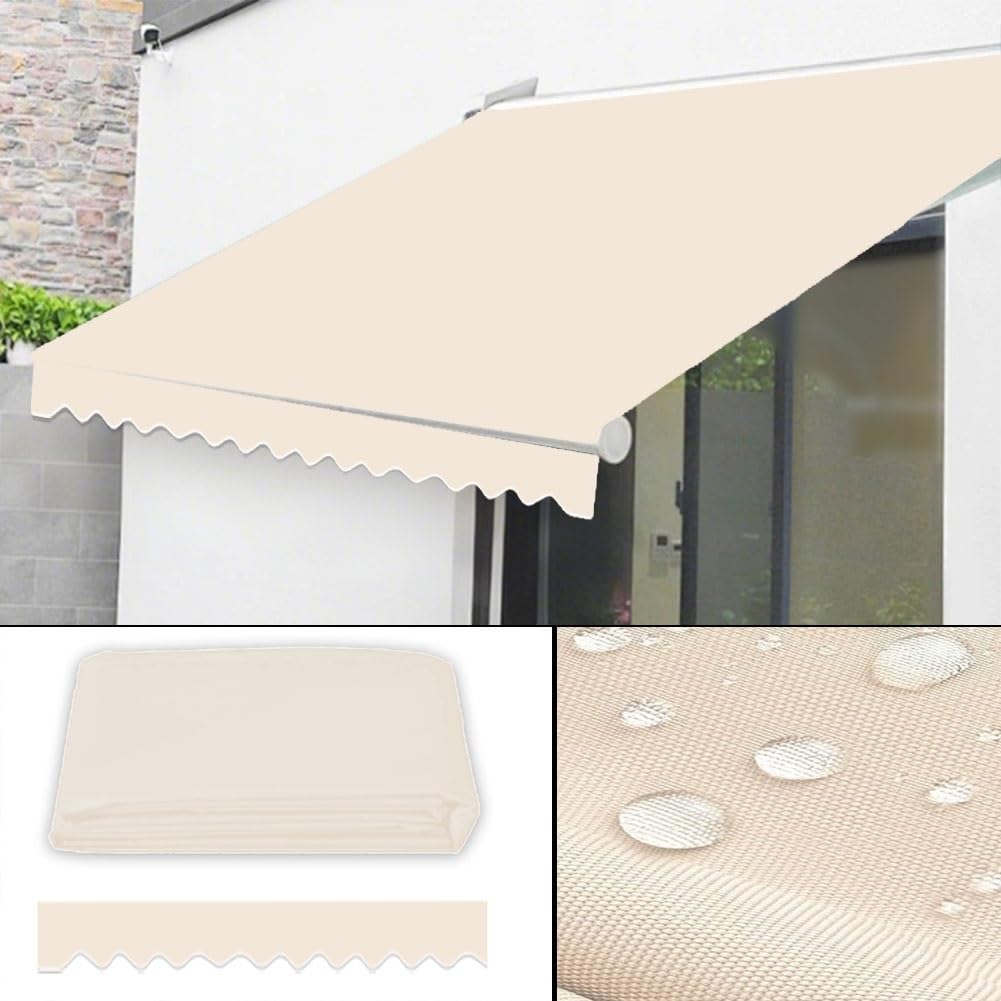 Zapasowa tkanina markizy na patio – chowany pokrowiec na baldachim przeciwsłoneczny do 2,4 m, 3 m, 3,5 m, 4,6 m, 4,9 m, jardów i tarasów (khaki, 3 x 2,5 m)