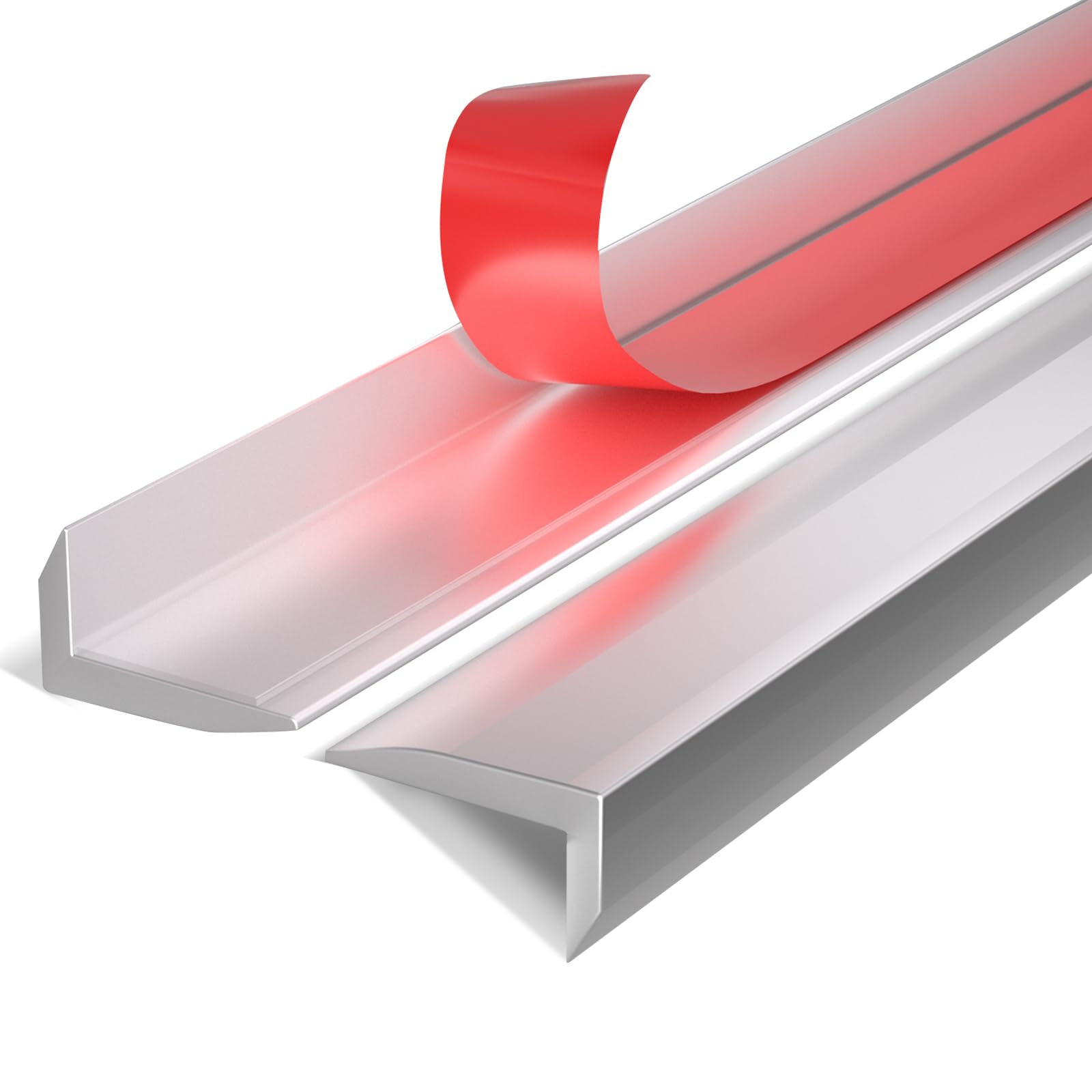 Peel and Stick Aluminum Tile Trim,10-Pack 12 Inch Decorative Brushed Metal Trim Edge,Self Adhesive Tile Liner for Fireplace, Mirror Frame, Furniture and Home Decoration, Matte Silver.