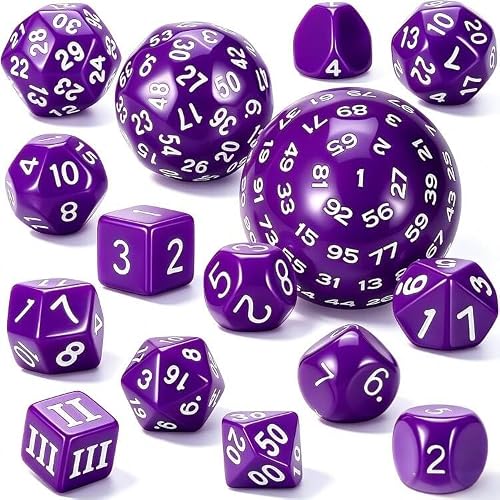 CiaraQ DND Polyhedral Dice Set (15pcs) D4-D100 Game Dice with Storage Bag
