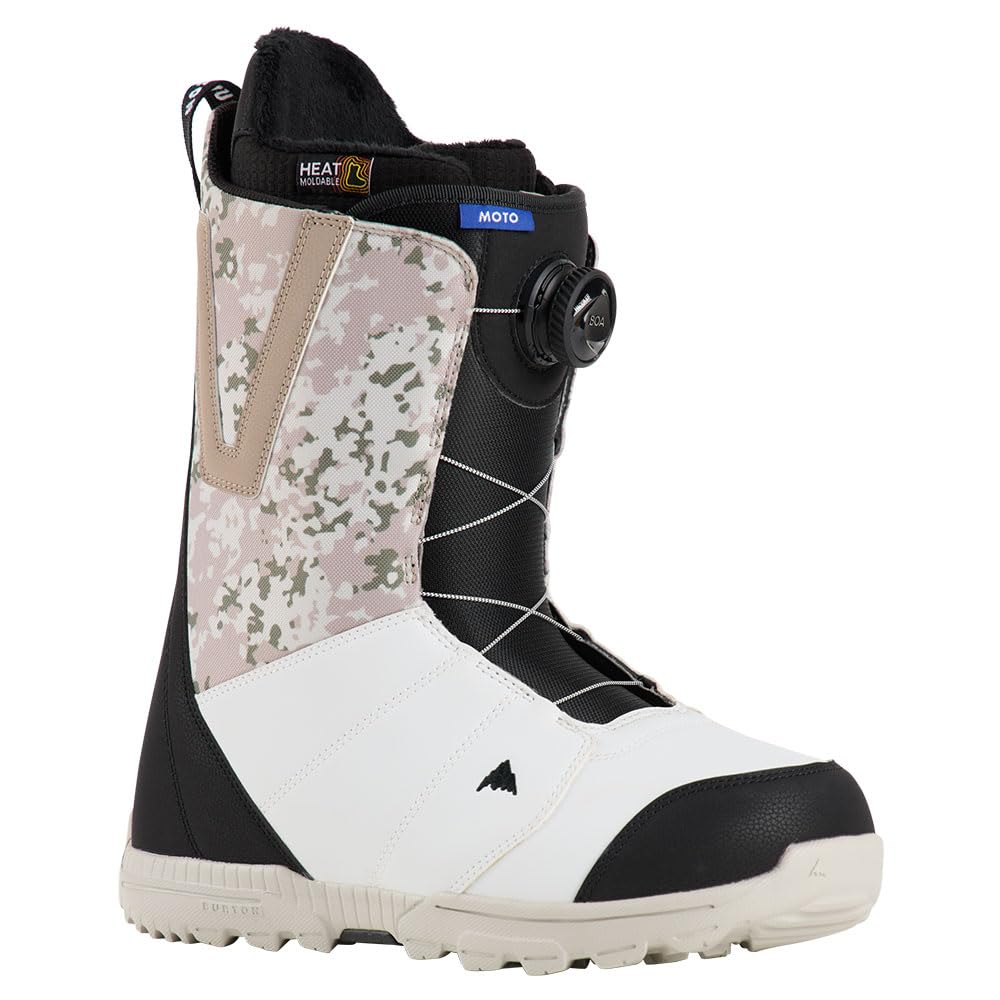 Burton Moto Boa Snowboard Boots Black White Snowfall Camo Homme Noir