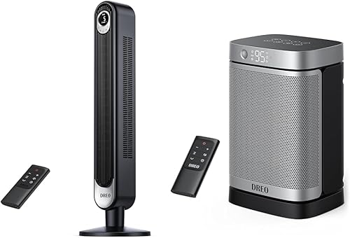 Dreo Cruiser Pro T1 Ventilador de torre de 42 pulgadas, ventilador oscilante silencioso sin aspas con control remoto, 6 velocidades y calentador de