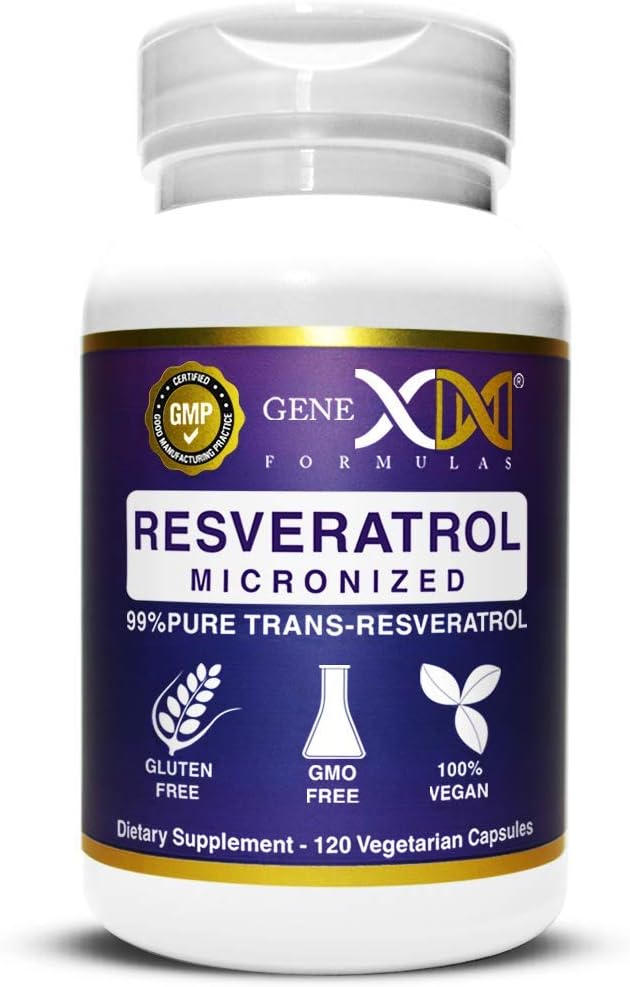 Genex Formulas Trans Resveratrol 1000mg Serving 99% Pure Micronized Pharmaceutical Grade Trans-Resveratrol + Bioperine Extract mad in a GMP & NSF Certified Facility (4X 250mg Cpasules 120ct)