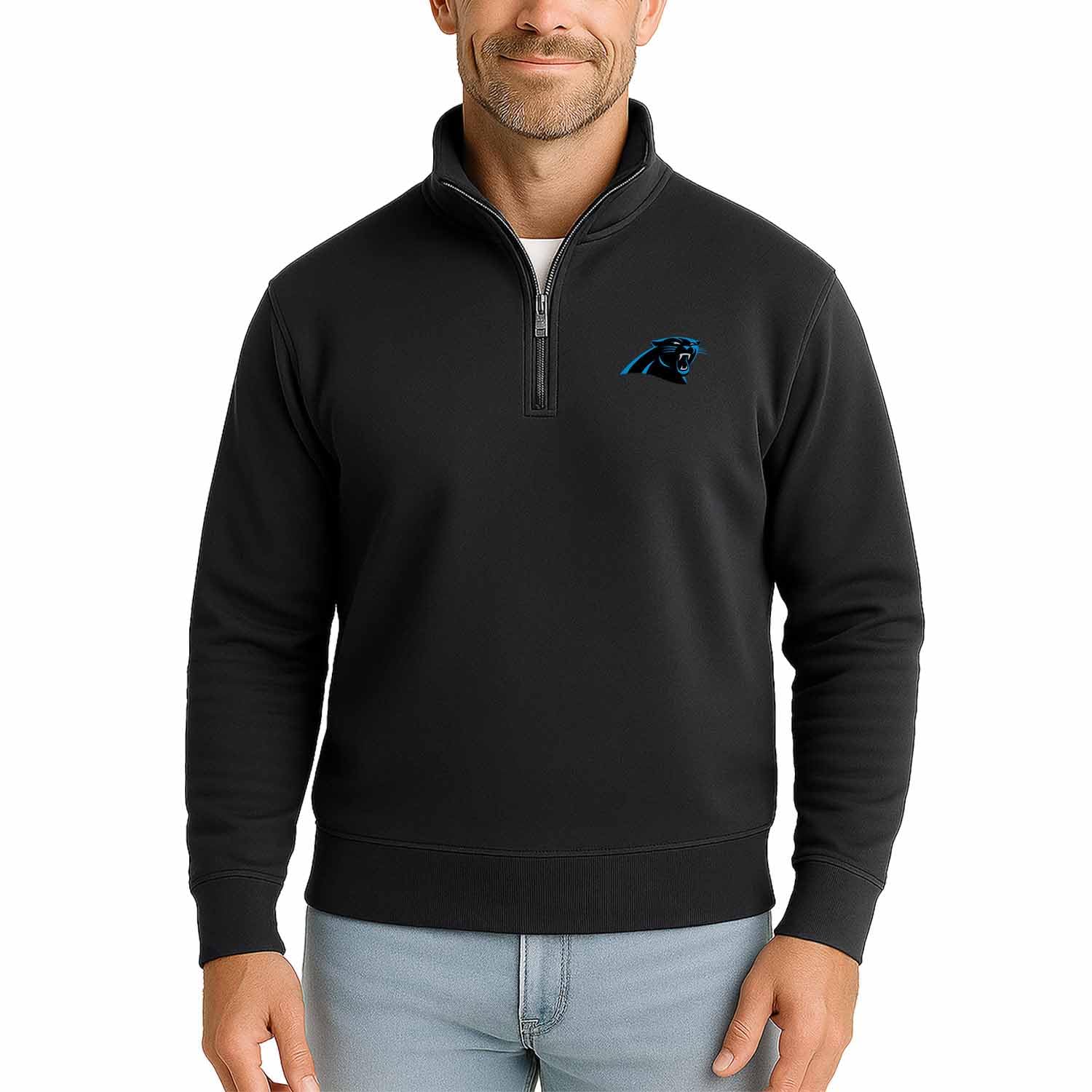 Team Fan Apparel NFL Adult Unisex Team Logo Quarter Zip Pullover Sweatshirt, Mid-Weight Officially Licensed Fleece Apparel