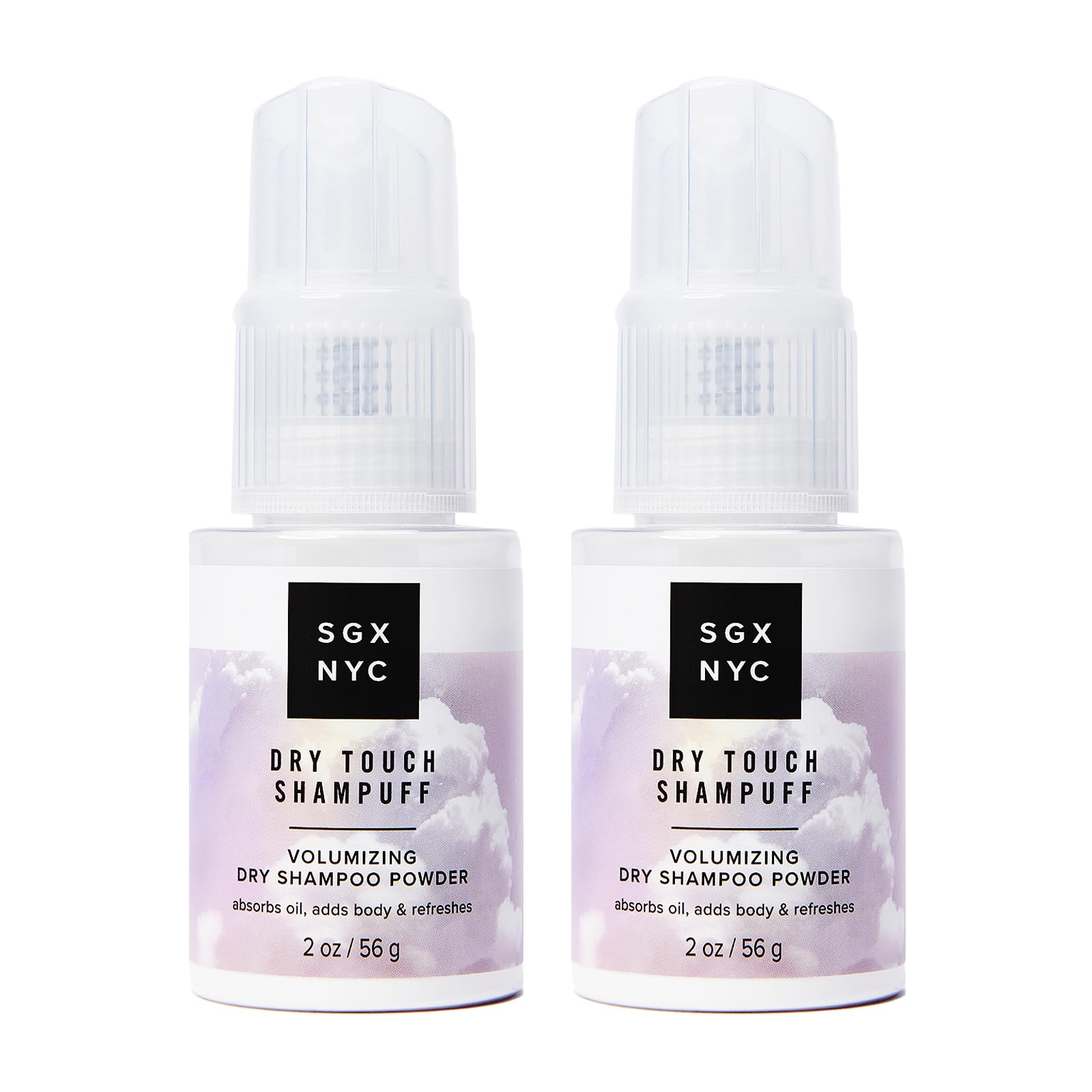 SGX NYC Dry Touch Shampuff - Volumizing Dry Shampoo Powder That Absorbs Excess Oil - Non Aerosol Dry Shampoo - Fresh and Bouncy Hair - 2 pc
