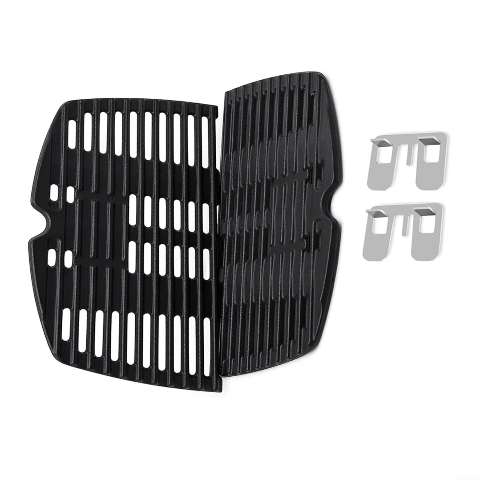 Set di griglie in ghisa per Weber Q100 Q1000 Q1200, 43 x 32 cm, griglie antiaderenti nere per cucinare all'aperto, confezione da 2
