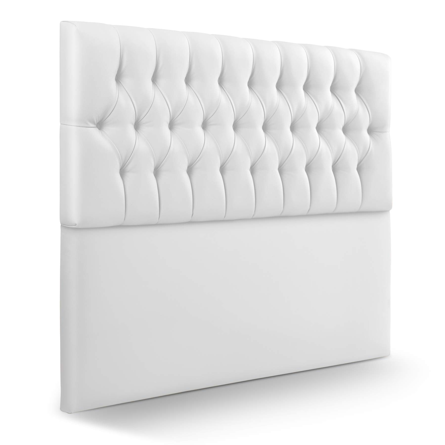 SUENOSZZZ-ESPECIALISTAS DEL DESCANSO Cabecero de Cama de 180 Modelo Copenhague, Color Blanco 190x120 | Cabezal Madera de Gran Acolchado con capitoné tapizado en Polipiel