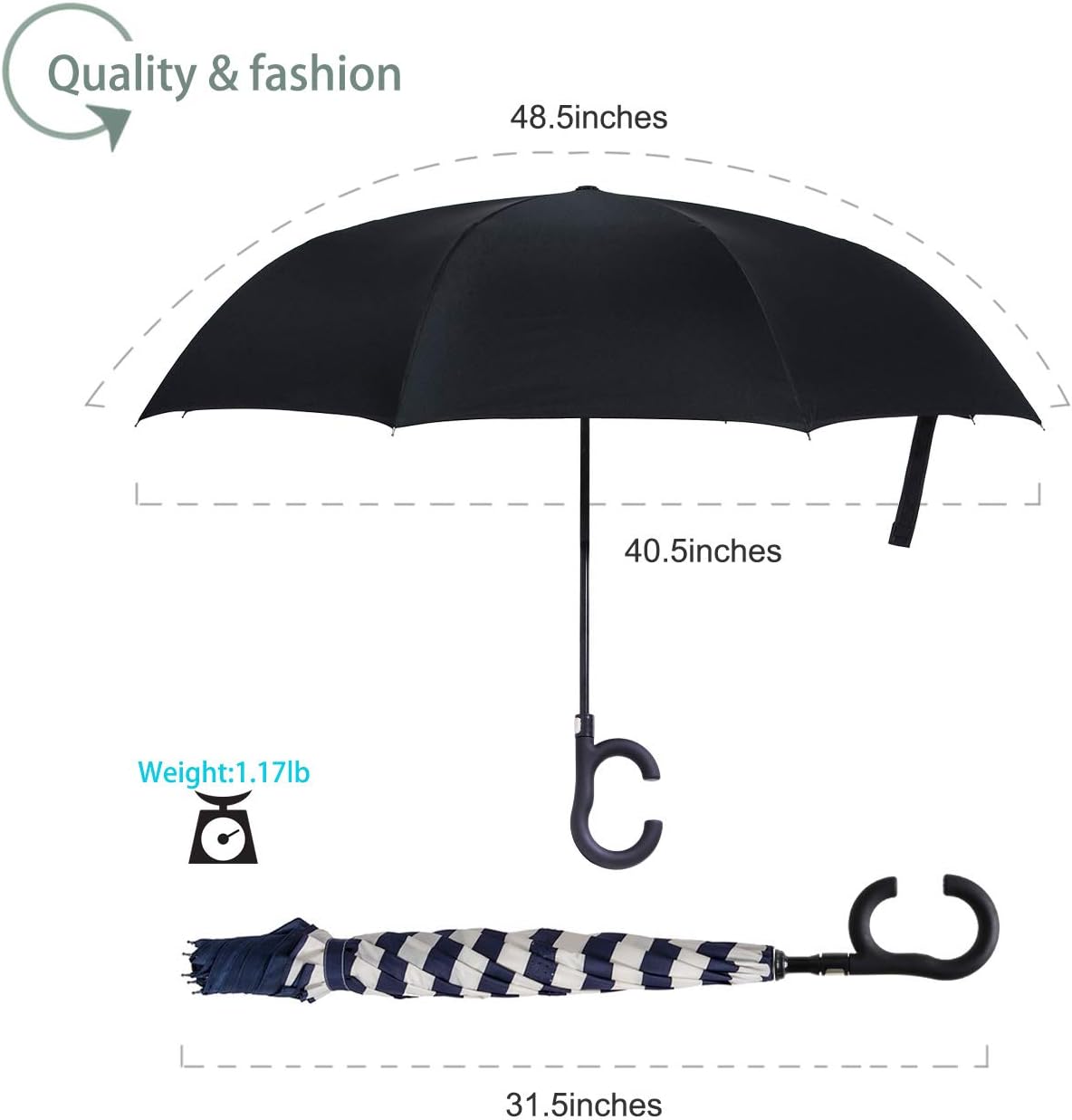ZOMAKE Auto Open Inverted Umbrella Double Layer Reverse Umbrella, UV Protection Windproof Straight Umbrella Inside Out Umbrella for Car Rain Outdoor with C-Shaped Handle