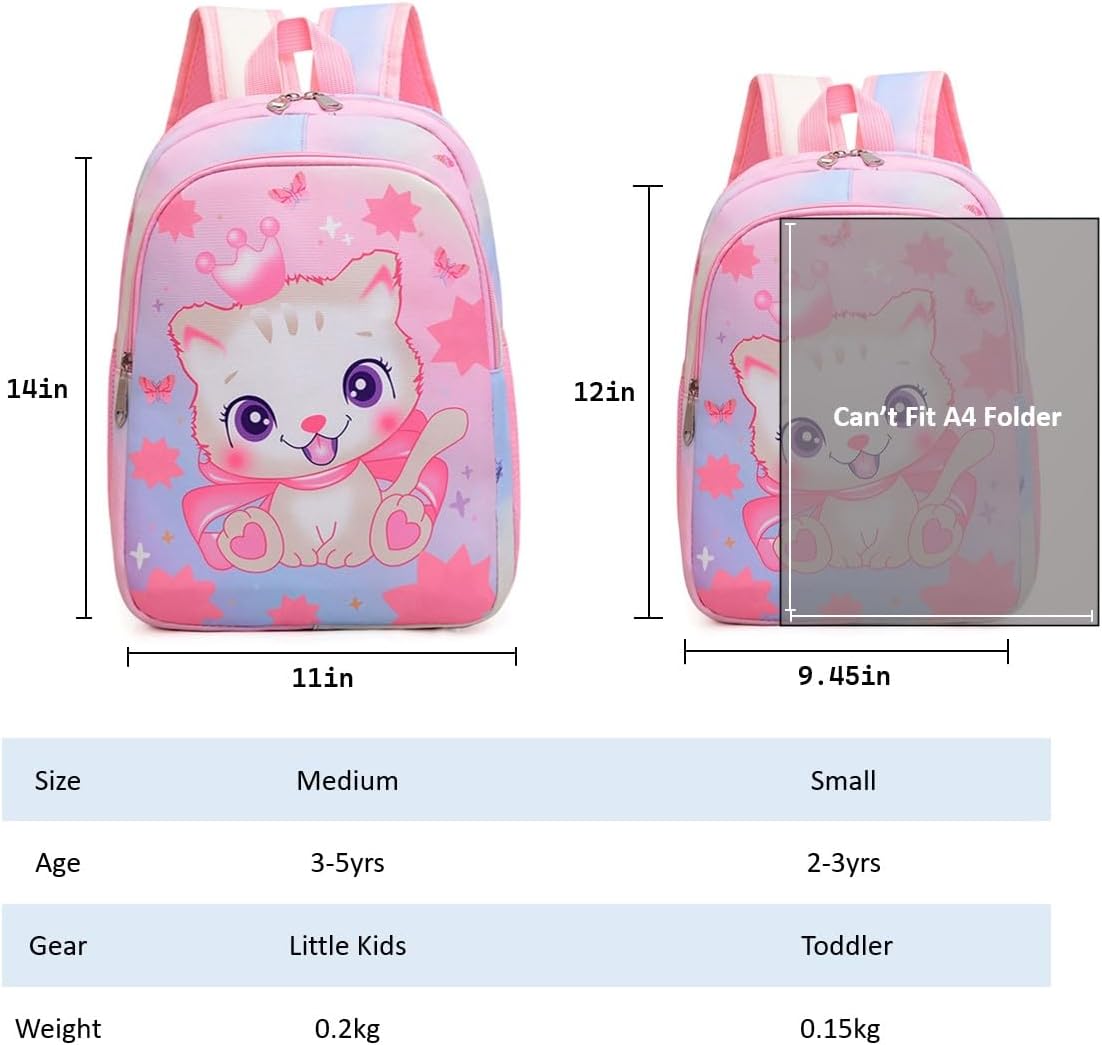 CHERUBIC Kids Toddler Cute Backpack Little Cartoon Travel Lightweight Bag Daypack For 3 Girls Boys (Cat Pink) - Image 3
