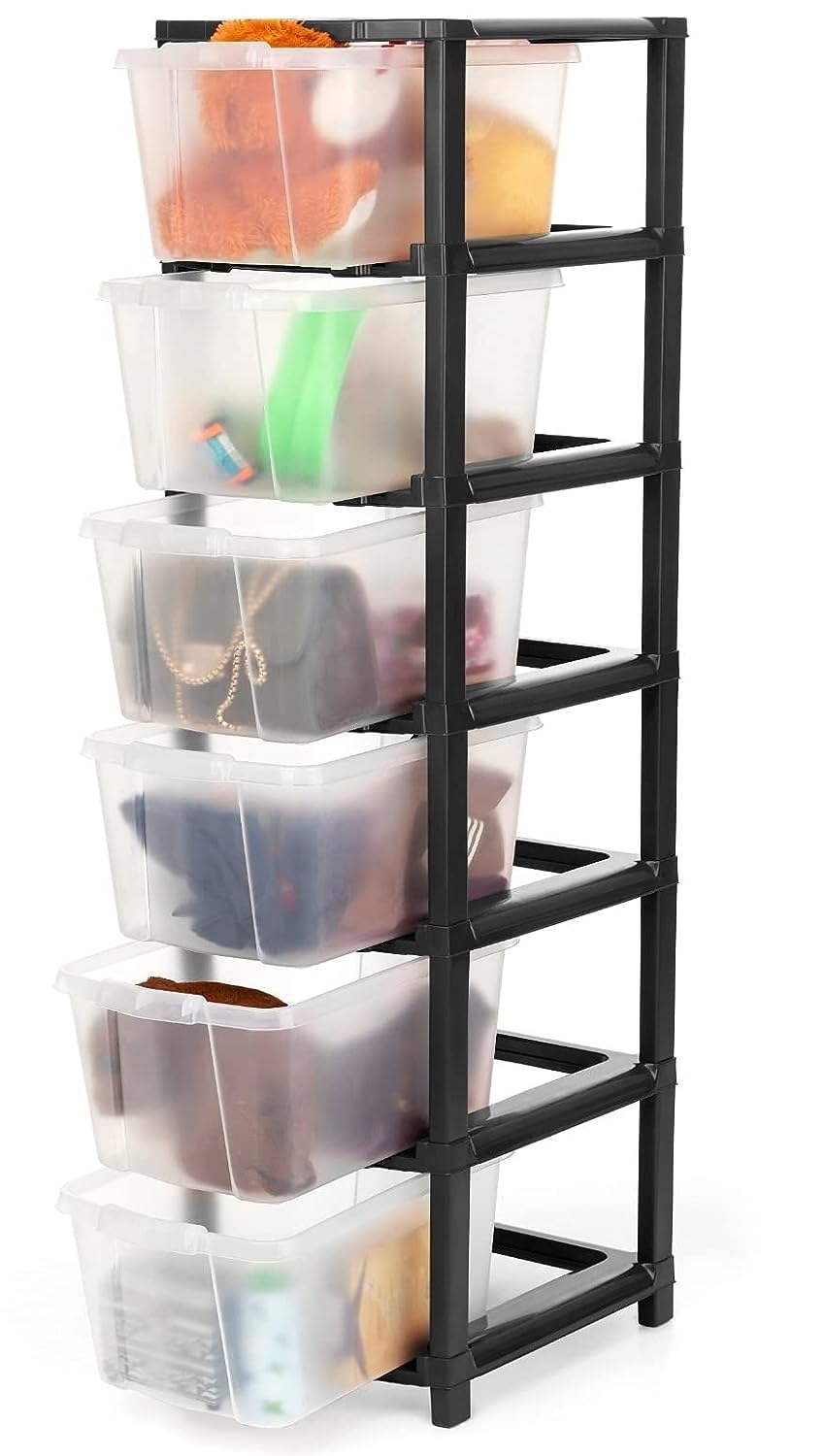 Sweese New 6 XL Multipurpose Drawer Plastic Modular Chest Storage Organizer Home, Office, Parlor, School, Doctors, Home and Kids (6XL, Black)