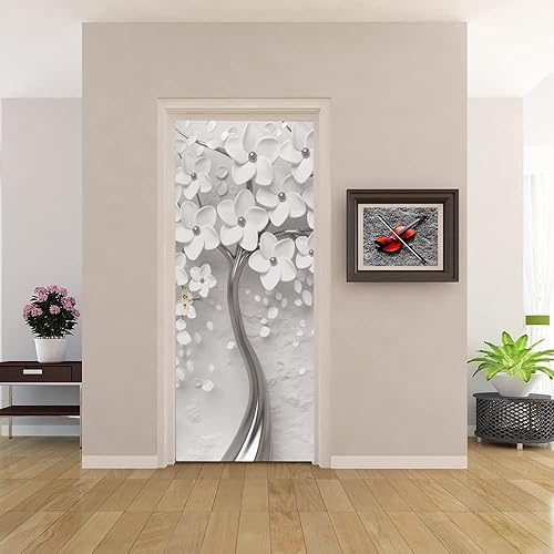 Miniatura 3 de Adhesivo para puerta de papel tapiz para despegar y pegar calcomanía de pared para decoración del hogar del dormitorio impermeable extraíble de