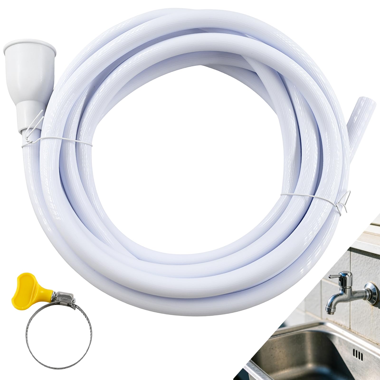 Photo 1 of 16.4FT/5M Sink Extension Hose,Sink Hose Adapter,Portable Water Transfer Accessories for Gardening, Watering, and Outdoor Cleaning with Adjustable Clamp