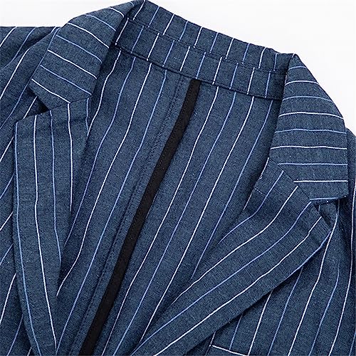 Men Spring and Autumn Thin Linen Suit Jacket Slim Striped Single Breasted Blazers3