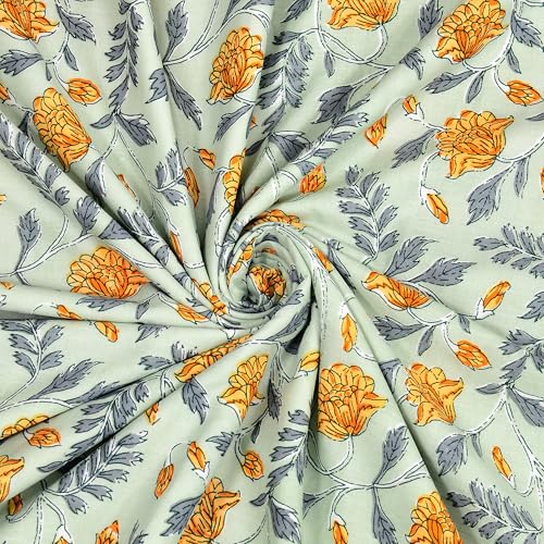 Image of BLOCKS OF INDIA Hand Block Printed Cotton Single Size Reversible Malmal Dohar for Summer (Green Tree of Life)