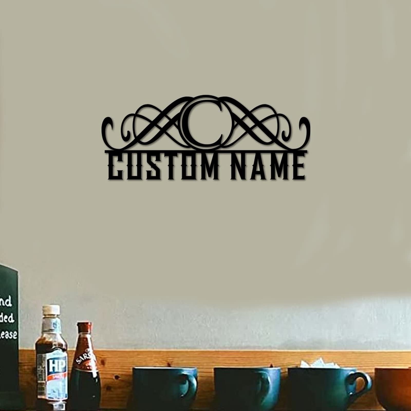 Monogramm geteilter Buchstabe C, personalisierter Nachname, Metallschilder, Tür-Metallaufhänger, Wandkunst, geteilter Buchstabe, Namensschild, personalisierbarer Nachname, Datumsschild, Jahrestag,