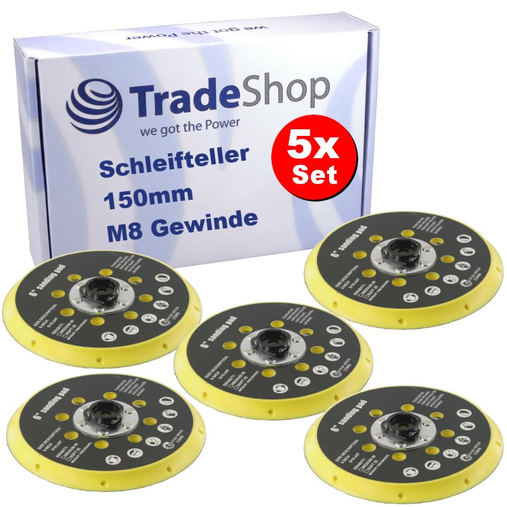Trade-Shop - Juego de 5 discos de lijado de 150 mm compatibles con Makita BO6030 BO6040, compatible con lijadora excéntrica Festool RO1 ET2 ES150 ETS150