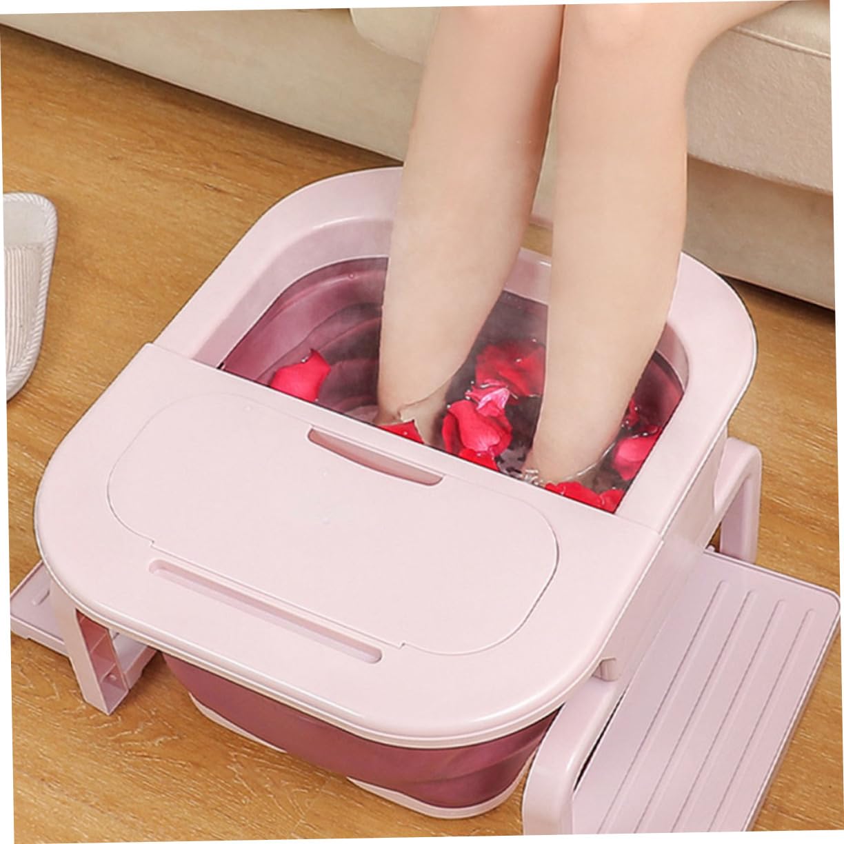 FRCOLOR Klappbare Fußbadewanne aus Pp mit Massage Rollern Großer Komfortabler Fußbad Eimer für Familiengebrauch und Reise Entspannend und Praktisch Zufällige Farbe