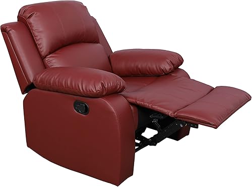 Miniatura 9 de GS28XX - Juego de sofá reclinable de 3 piezas, tapicería de cuero regenerado, manual con mesa desplegable y consola central (rojo, 3 piezas)