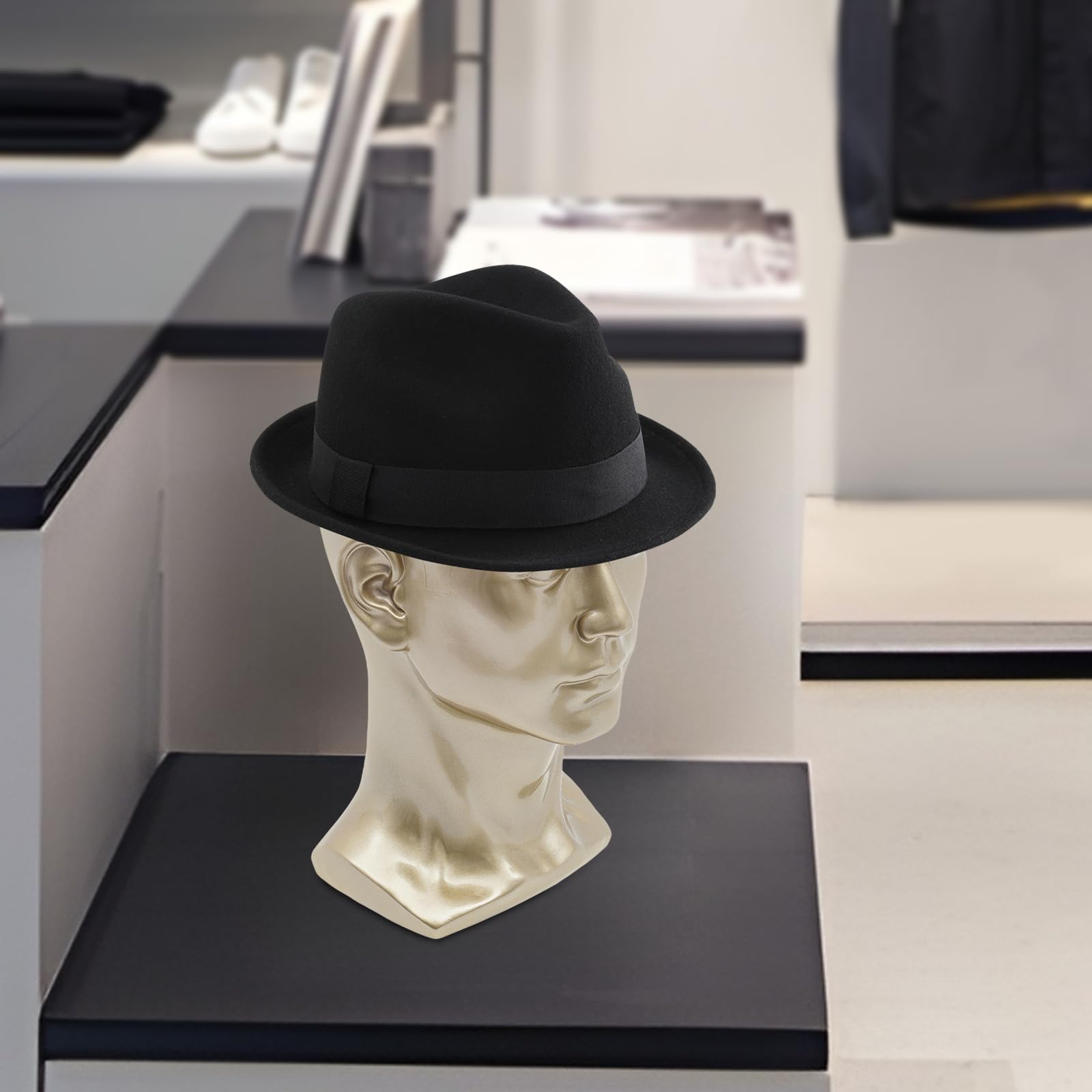Testa manichino in PVC, testa manichino, testa vetrina, per parrucche, cuffie, cappelli e gioielli (oro champagne)