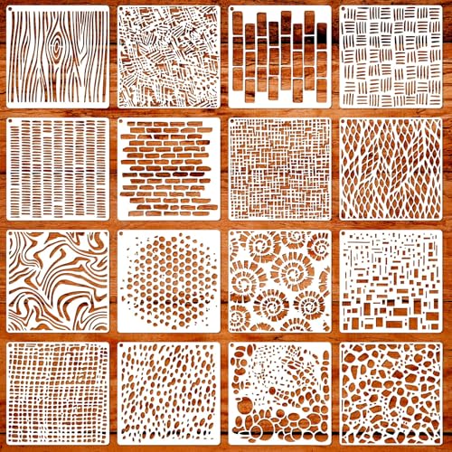 16PCS Geometric Stencils for Painting, Reusable Abstract Layering...