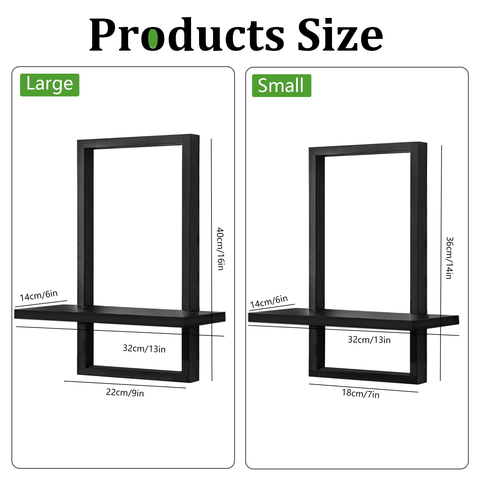 YiYa 2 Pcs Wood Shelves for Wall Decor Modern Boho Wall Shelf Wood Floating Shelf Bohemian Hanging Shelf Display Shelving for Hanging Plants Photo for Living Rooms Bathroom (Black) - Image 3