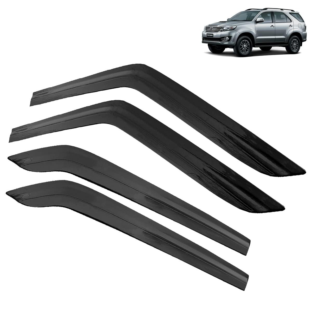 Kingsway Injection Moulded car rain Wind Door Visor for Toyota fortuner (Model Year : 2008-2017)