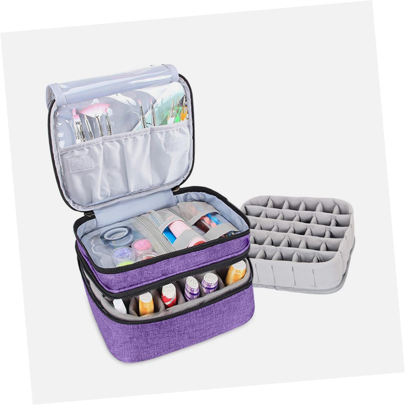Gatuida Borsa Organizer per Smalti e Oli Essenziali Maniglia Custodia Portatile per Trasporto e Riporre Oggetti in Modo Razionale Base Rimovibile Coperchio Sicuro