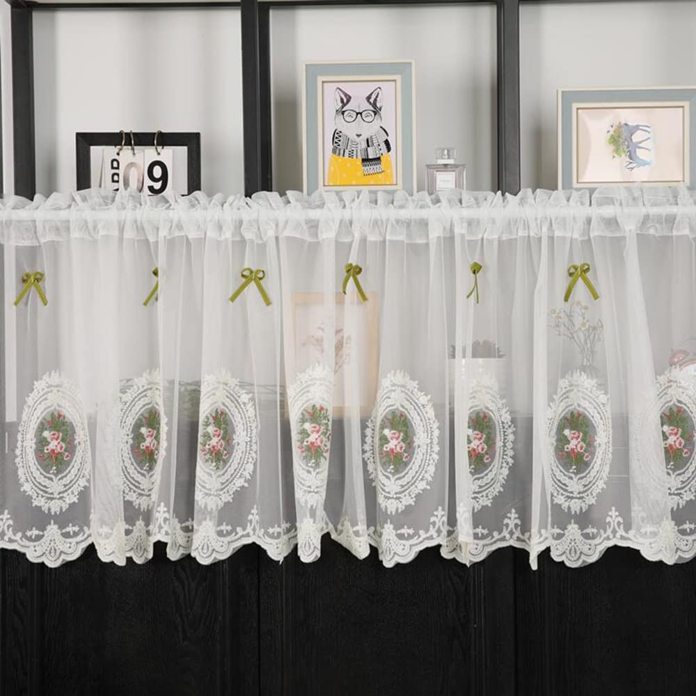 MDDW Rideaux Courts Cuisine, Rideaux Voilage pour Salon, Rideau Tamisant Passe Tringle Petite Fenêtre Rideau pour Chambre, Salle À Manger, Placard Demi Rideau (Size : W300CM*H58CM)