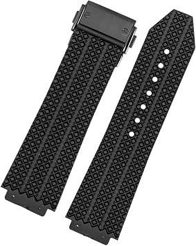 SKM Watch Band for HUBLOT Big Bang Silicone 25 * 19mm Waterproof Men Watch Strap Chain Watch Accessories Rubber Watch Bracelet (Color : Particlesblackblack, Size : 25-19mm)