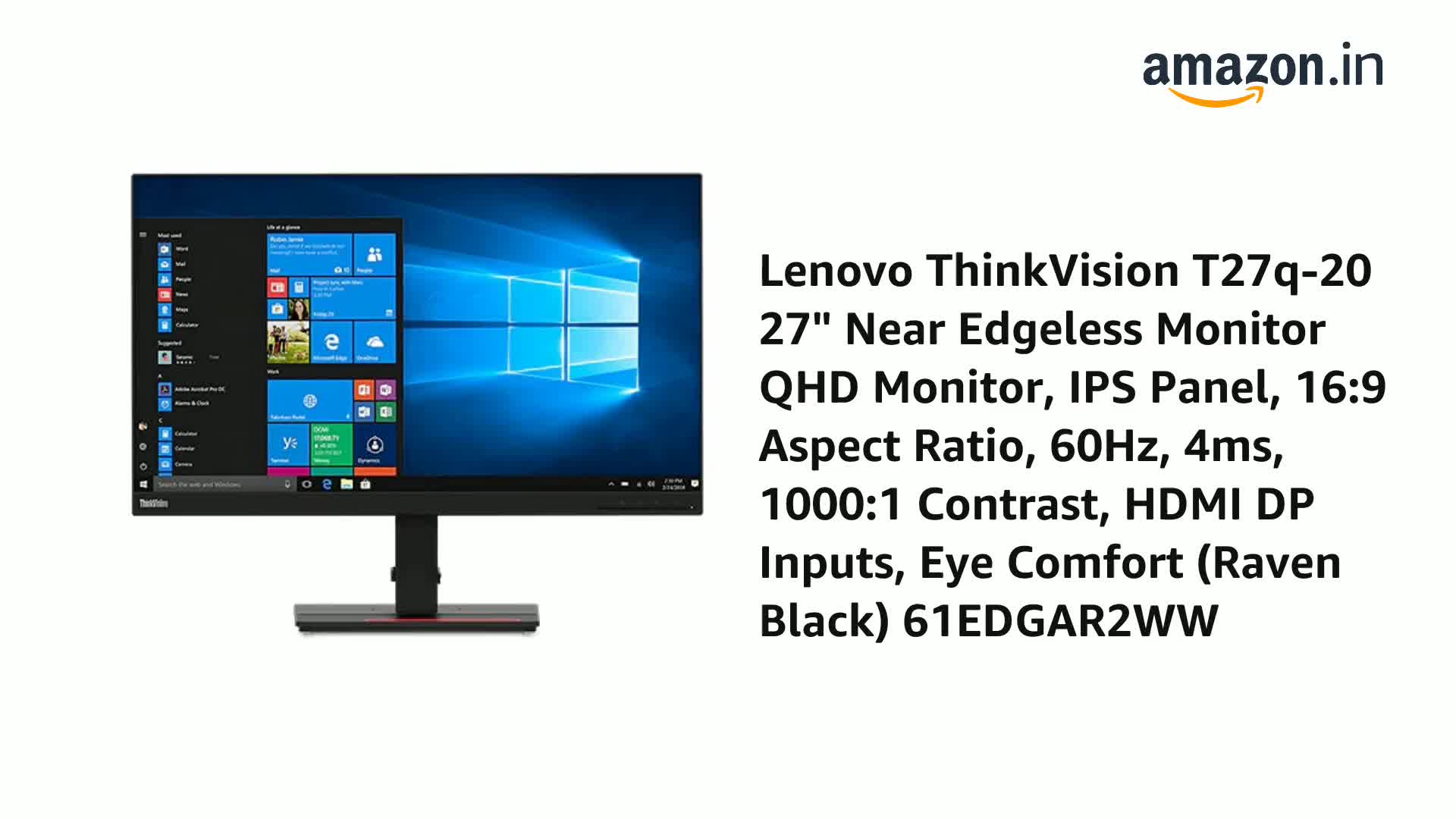 レノボ・ジャパン ThinkVision T27q-20 (27型) レノボ・ジャパン ThinkVision T27q-20 （27型/2560×1440/HDMI