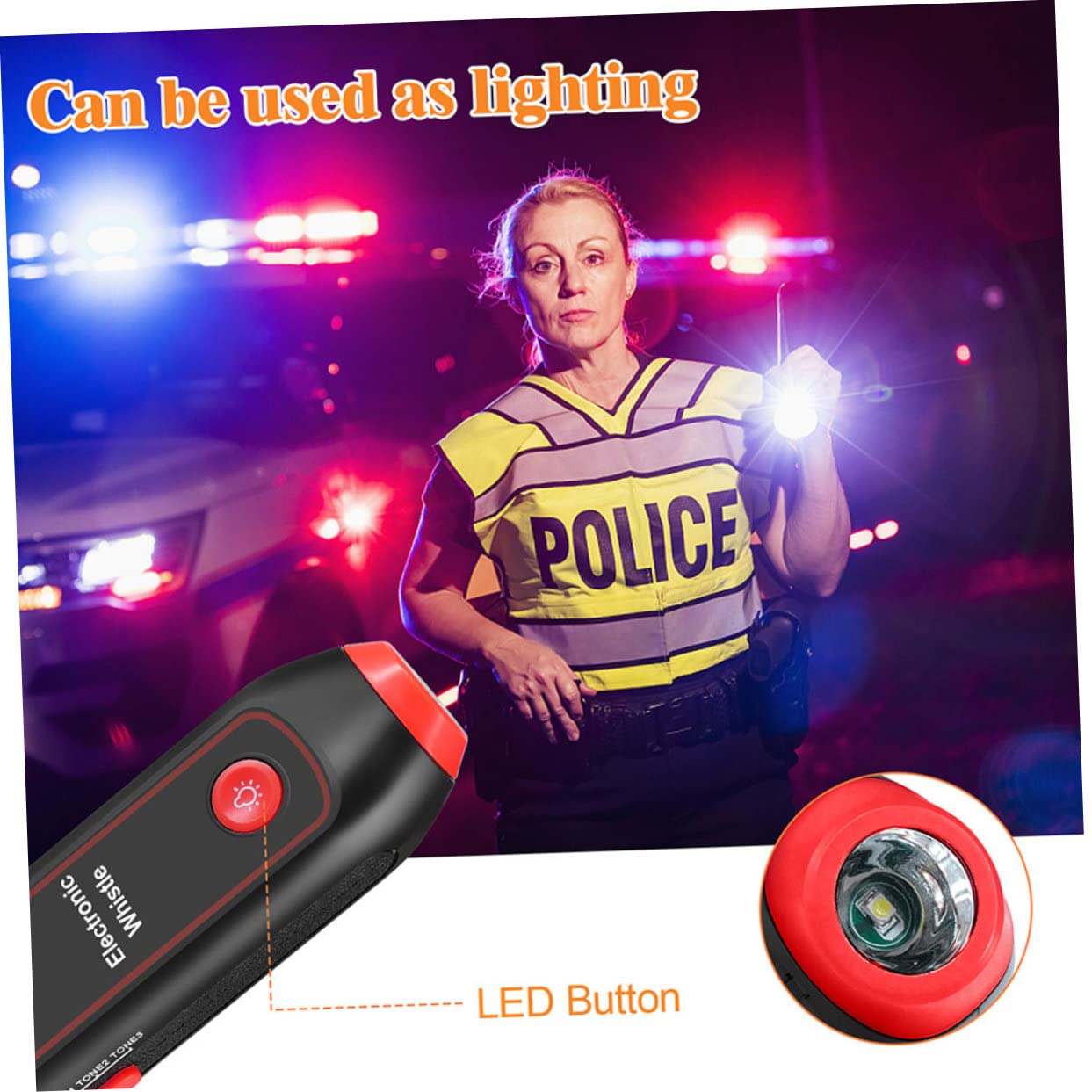 Fischietto Elettronico Rosso Cordino, 3 Toni e 3 Livelli | Luci Sos, Abs e Magnete, Arbitri Istruttori, Competizioni Outdoor, Campeggio, Emergenza Sicurezza