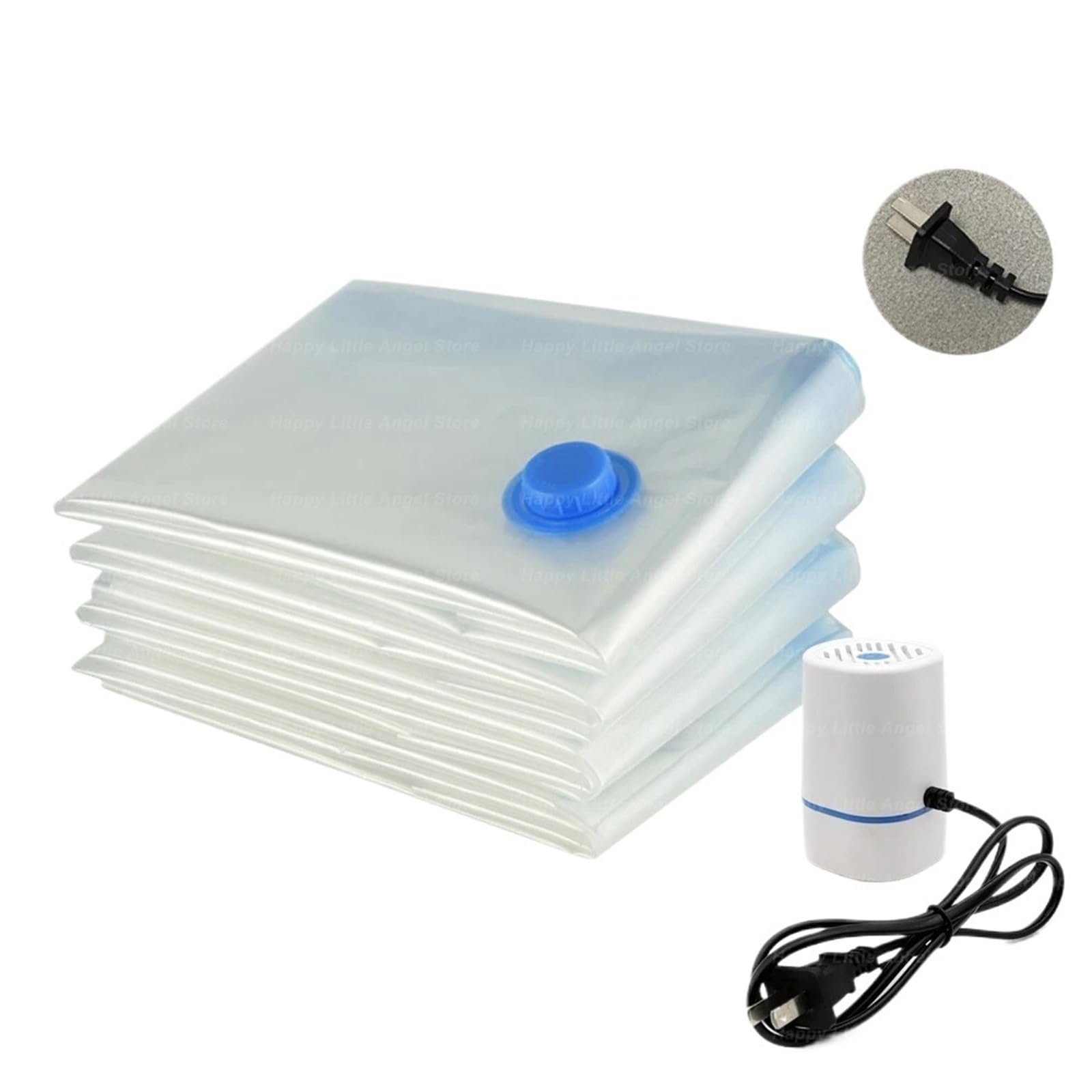 Bolsas al vacío Bolsas de vacío reutilizables, 4 unidades, transparentes, plegables, comprimidas, ahorradoras espacio, for ropa, contenedor viaje grande(4pcs Bags-Set(B),50X90CM)