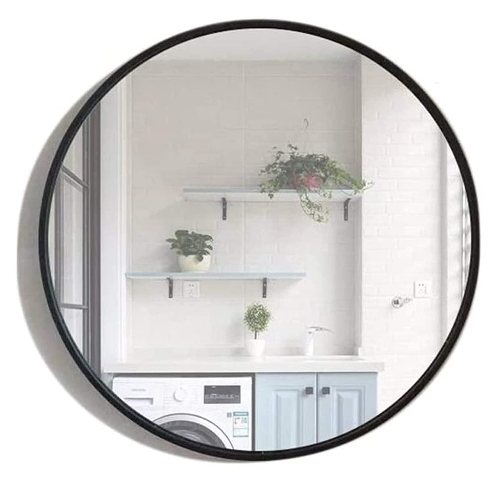 Specchio Espejo Espejo, Baño, Montaje en pared, Tocador, Baño de hierro forjado para colgar en la pared Espejo negro Espejo redondo nórdico simple para baño Espejo colgante Espejo pequeño (tamaño