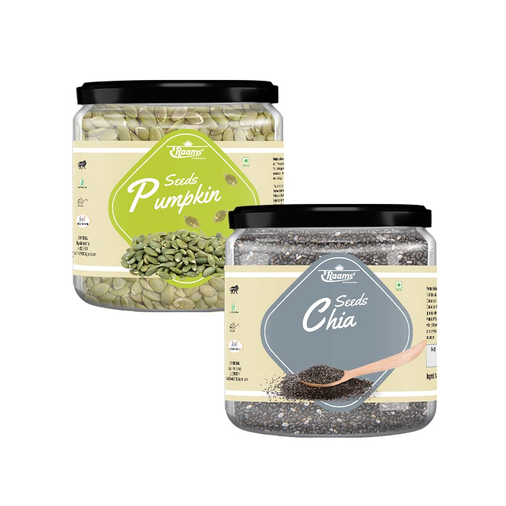 Raams Combos Pumpkin Seeds 250Gm&Chia Seeds 250Gm|Healthy Snack|Dry Fruits|Gluten Free|Organic Indian Fruit|Rich In Proteins And Nutrients|Combo Pumpkin Seeds&Chia Seeds (B0B4P9MVLB) Amazon Price History, Amazon Price Tracker