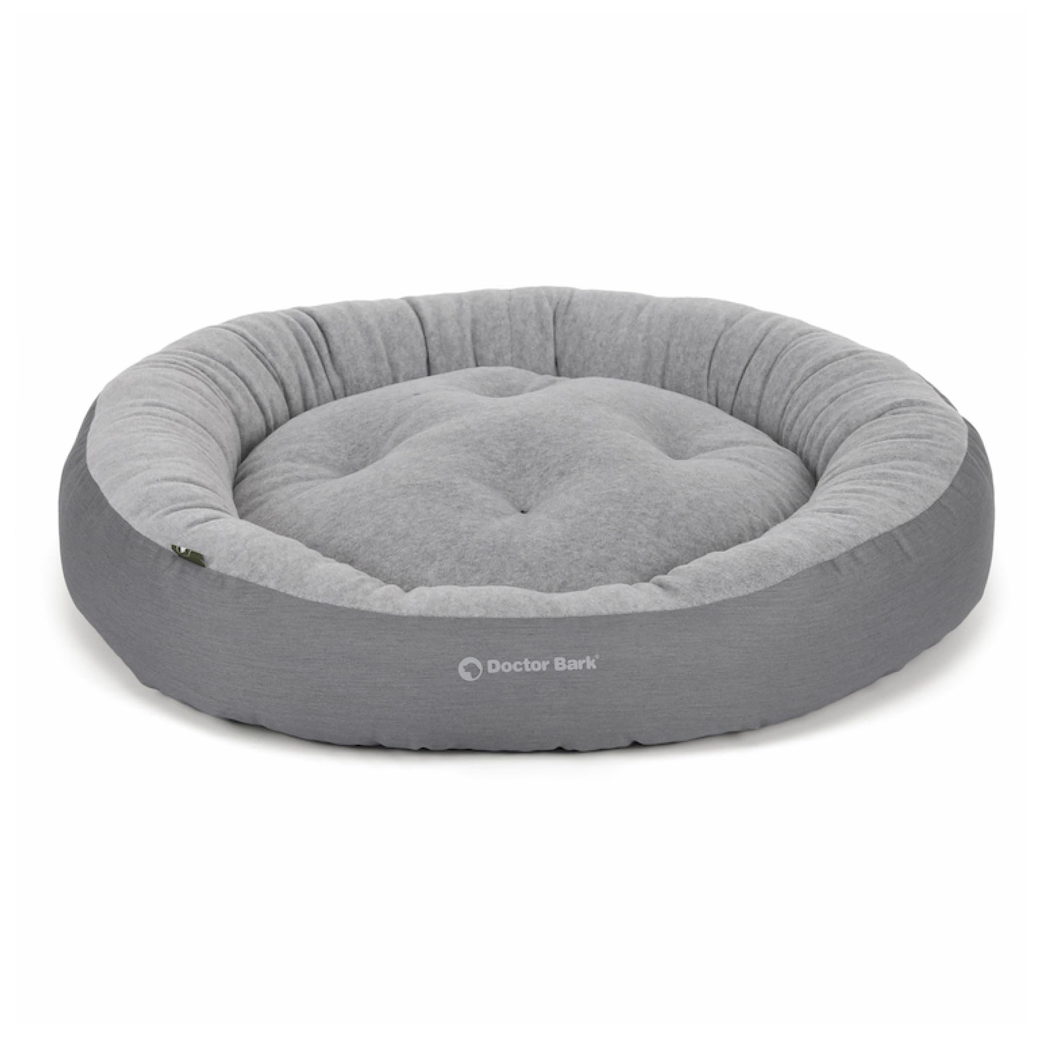 Doctor Bark GreenLabel - Cesta para perros pequeños, suave, redonda, mullida, con cojín reversible, forro polar/algodón, cama para perros (S - 50 x 40 cm, gris claro)