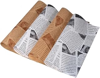 100Pcs Baking Parchment Paper Roll Non Stick Baking Paper Newspaper Printing Design Food Wrapping Paper for Baking Cookies Bread Pizza Meat and Vegetables,10 x 10Inch Stick Baking Paper Newspaper