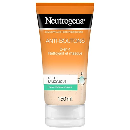 Neutrogena - Gel limpiador y máscara 2 en 1, cuidado facial antibotones, 1 tubo de 150 ml