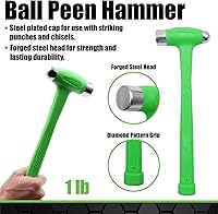 Vista 5 de GRIP 3 pc Deadblow Multi-Purpose Hammer Set - 12 oz Brass Hammer, 1 lb Ball Peen Hammer, 1/2 lb Deadblow Mallet - Metal Shaping - Home, Garage