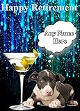 Happy Retirement Pit Bull Terrier Puppy carta code4 bicchiere da cocktail personalizzato Card