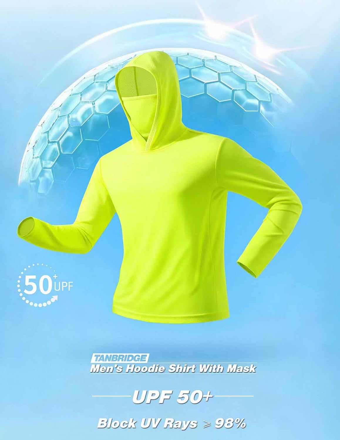 3 Pack Men's UPF 50+ Sun Protection Hoodie Shirts Long Sleeve Shirts Quick Dry Lightweight for Running Workout Hiking Fishing
