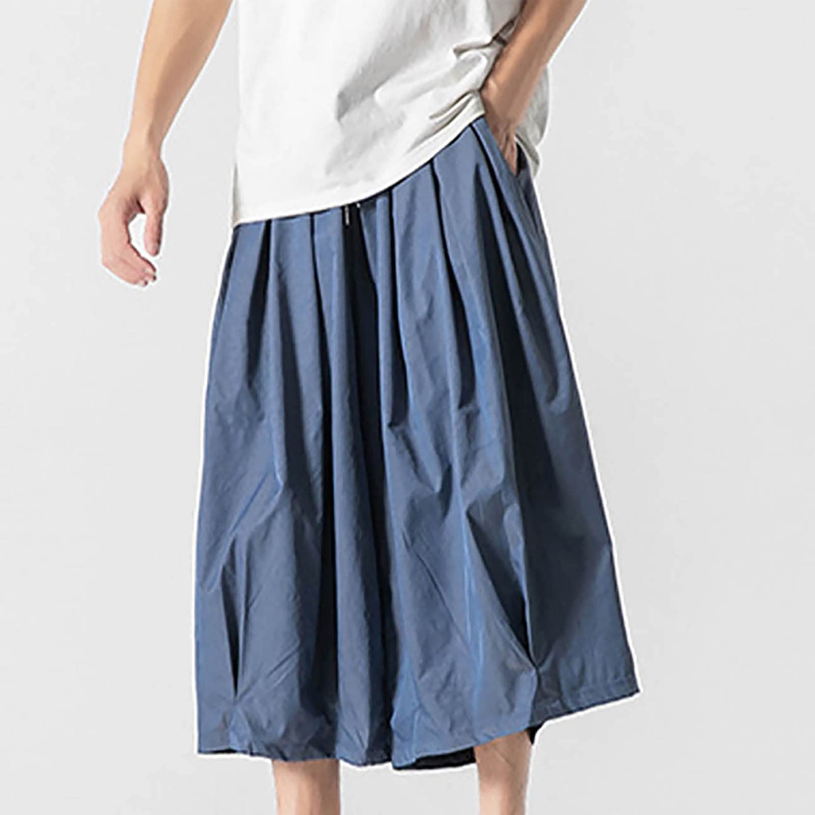 Ninja Pants Baggy Sweatpants Men Mens Linen Shorts Oversized Renaissance Pants?? Men's Harem Any Occasion Lounge Japanese Clothes for Lightly Fitted Design Trouser Blue