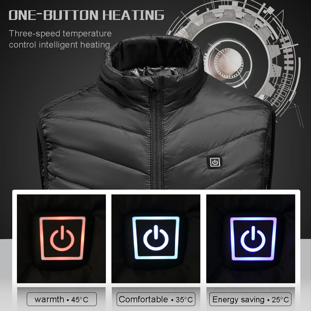 Veste Chauffante Homme Femme USB 3 Niveaux de Réglages Chauffage Électrique