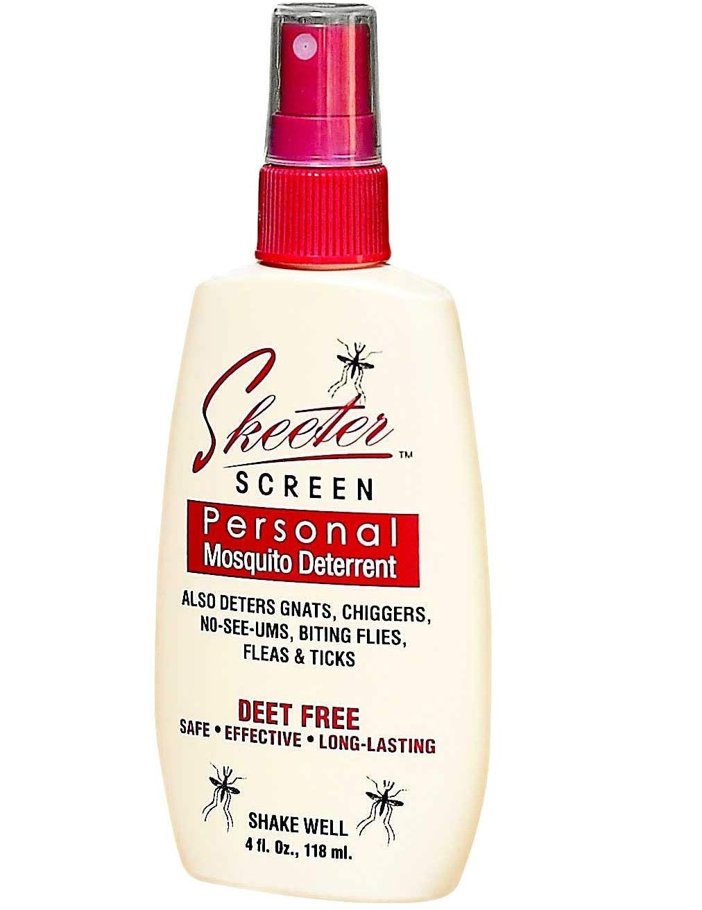 Skeeter Screen 90200 Mosquito Deterrent Spray – DEET-Free Essential Oil Blend – 4 Fl Oz Pump – Safe for Skin & Clothes – Non-Staining, Alcohol-Free – Cedar, Peppermint, Rosemary, Thyme