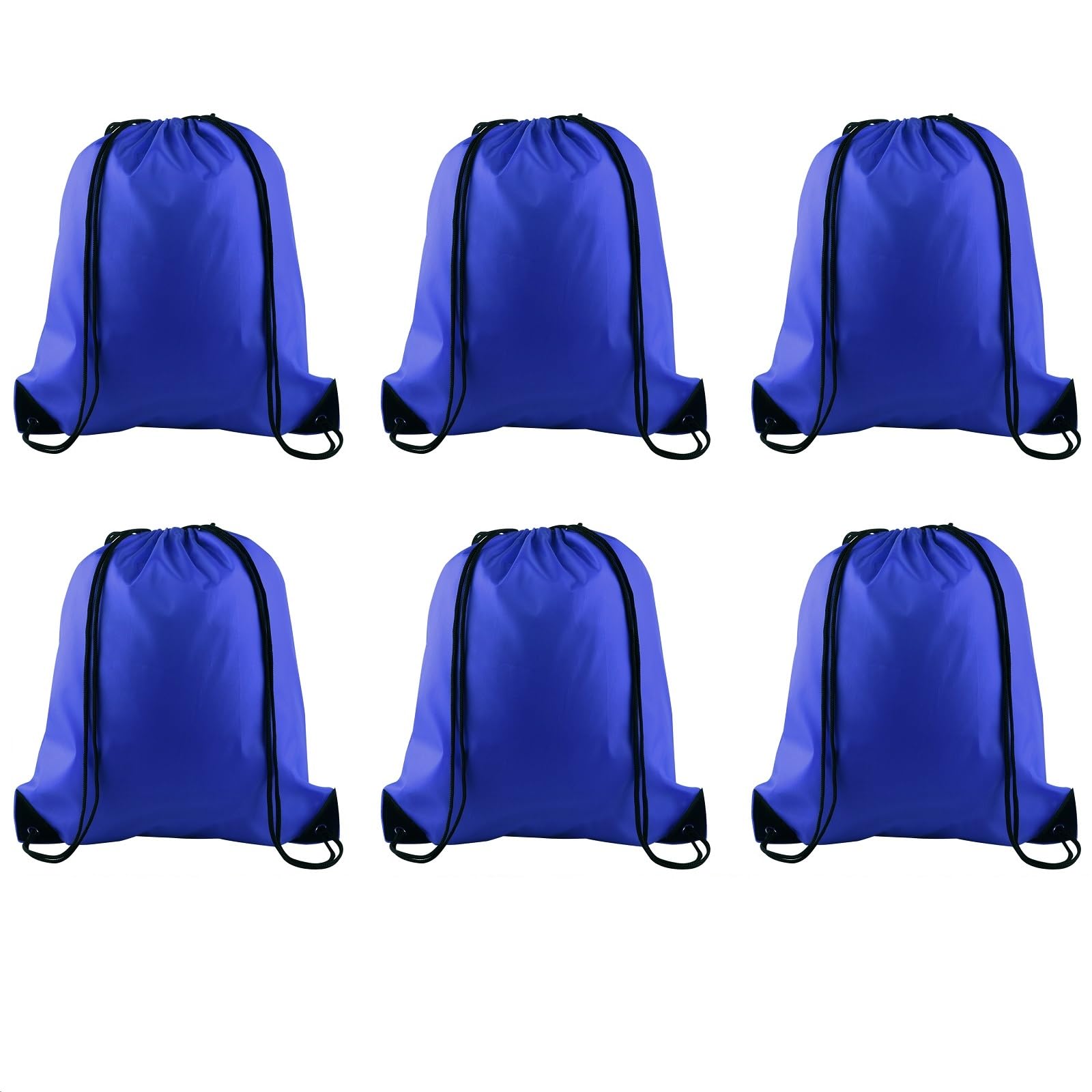PLULON 6 Pcs Drawstring Bags Bulk Blue Drawstring Backpack String Backpack Cinch Sack Sport Gym Backpack Bags for Yoga Traveling Outdoor Sports