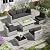 8-Piece Patio Furniture Set With Fire Pit Table, With 5" High-Resiliency Seat Cushions Light Grey Outdoor Modular Wicker Conversation Set, With 43in 55,000 Btu Propane Gas Fire Pit Table,Black