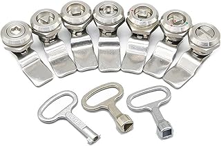 AHAFEI 304 Stainless Steel Triangle Lock MS705 Tongue Lock Opening 22mm Distribution Box Equipment Cabinet Door Elevator Lock Cam Lock 1Pcs (Color : Slotted Lock no Key)