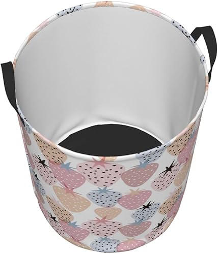 Miniatura 7 de AFHYZY Strawberry Laundry Hamper Large Collapsible Laundry Baskets with Handles Easy Carry Round Storage Basket Dirty Clothes Hamper Blanket Basket