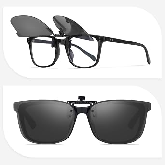 Polarised Clip On Sunglasses Over Prescription Glasses with UV400 Protection for Men Women Driving Flip Up Sun Glasses