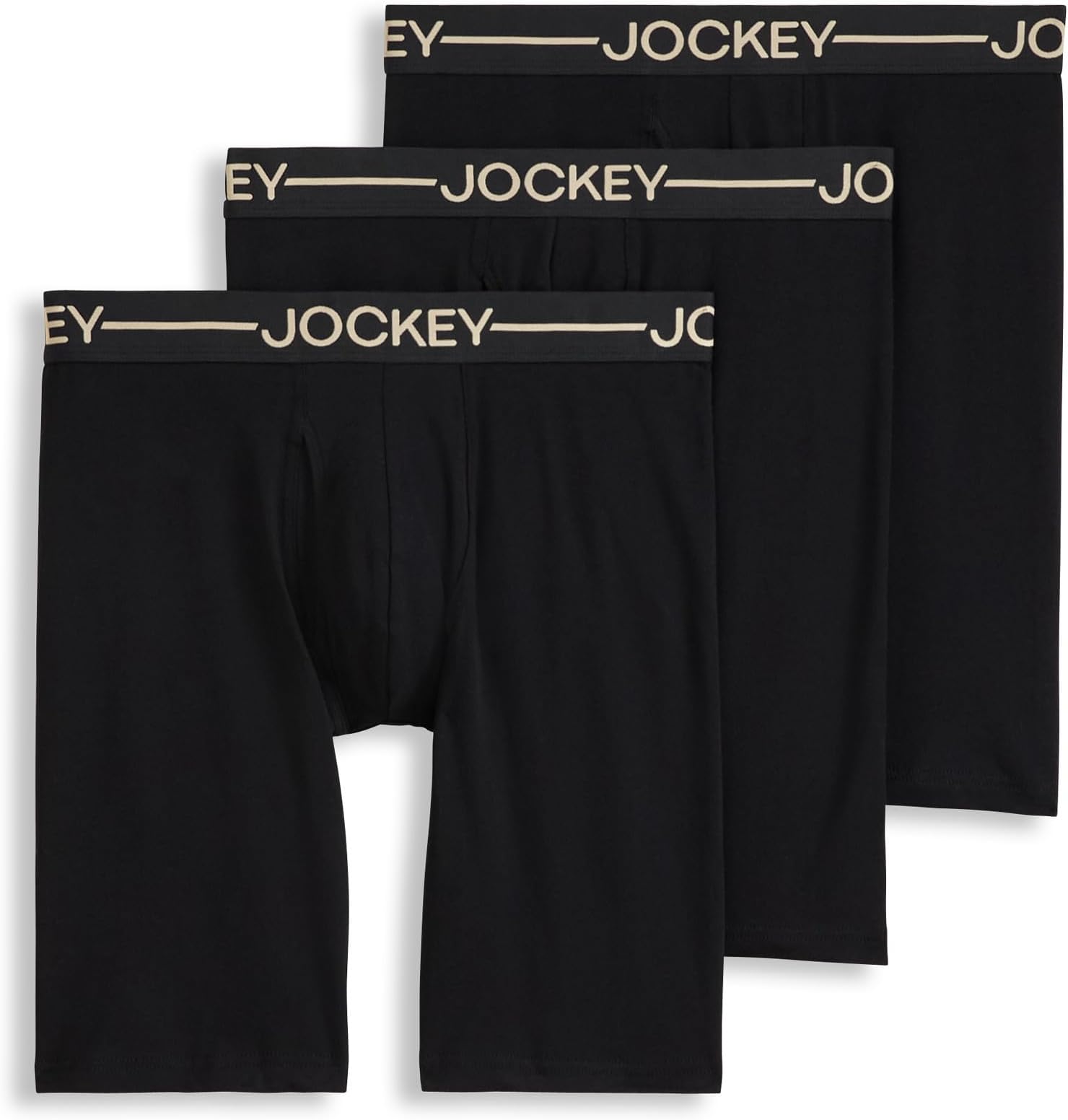 Jockey Men's Underwear Organic Cotton Stretch 9.5" Long Leg Boxer Brief - 3 Pack