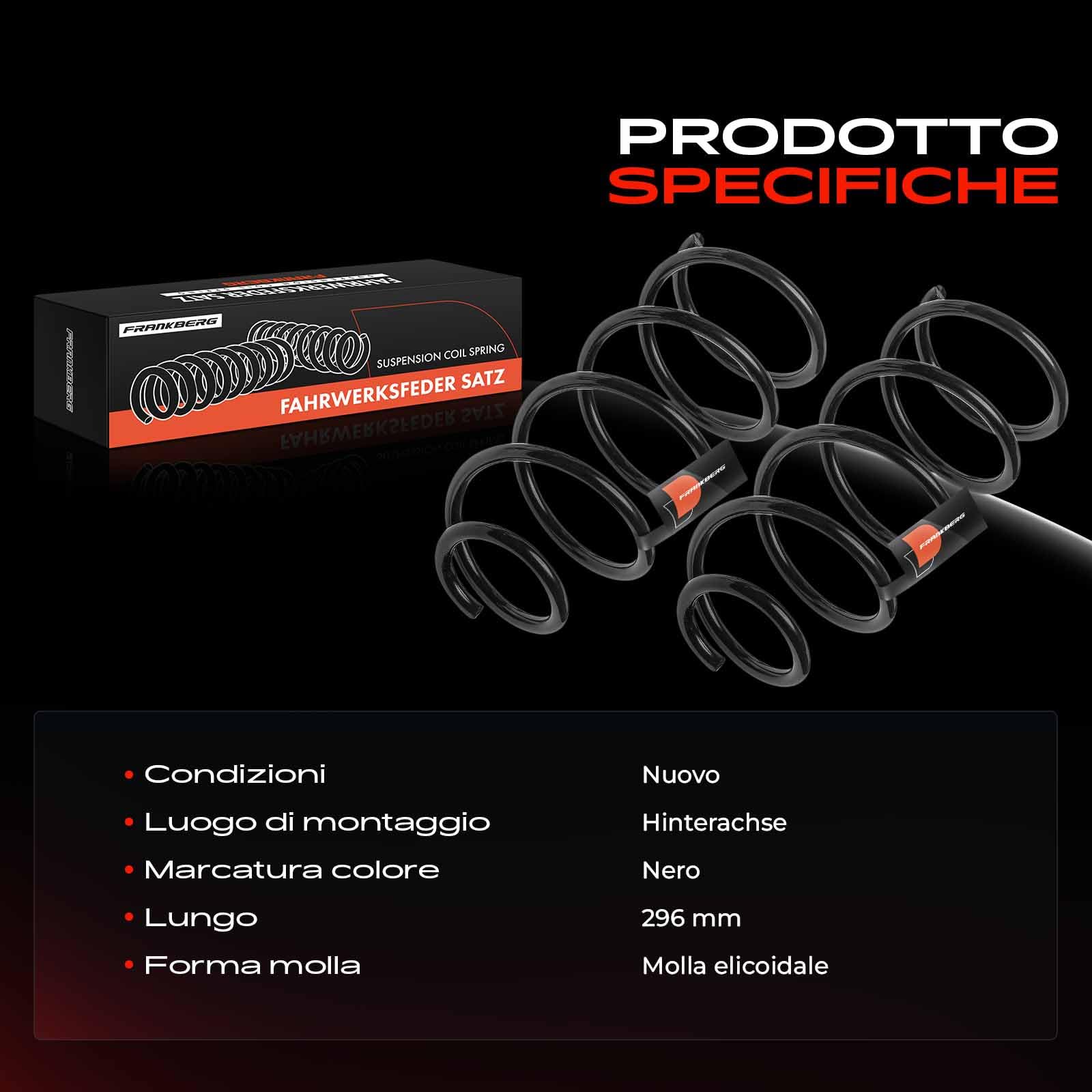 Frankberg 2x Molle di abbassamento Assale posteriore sinistro destro Compatibile con Grande Punto 199 Punto 199 Punto Evo 199 Replace# 55703714