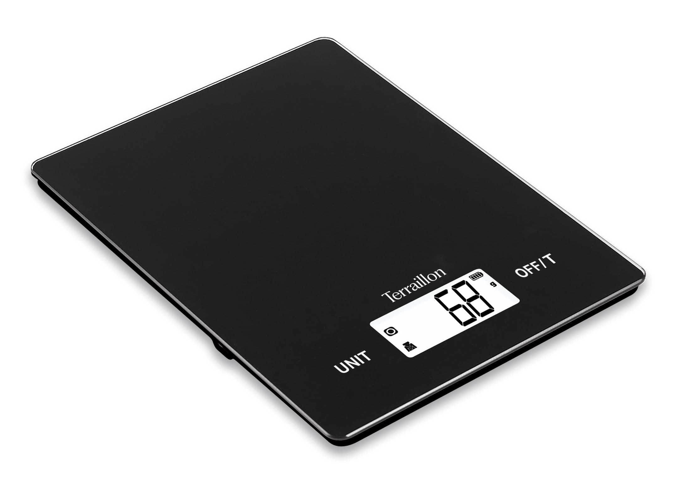 TERRAILLON SMART USB C – Báscula electrónica de cocina, recargable por USB, pantalla LCD retroiluminada, auto encendido, función tara y conversión líquida, capacidad 5 kg, graduación 1 g, color negro